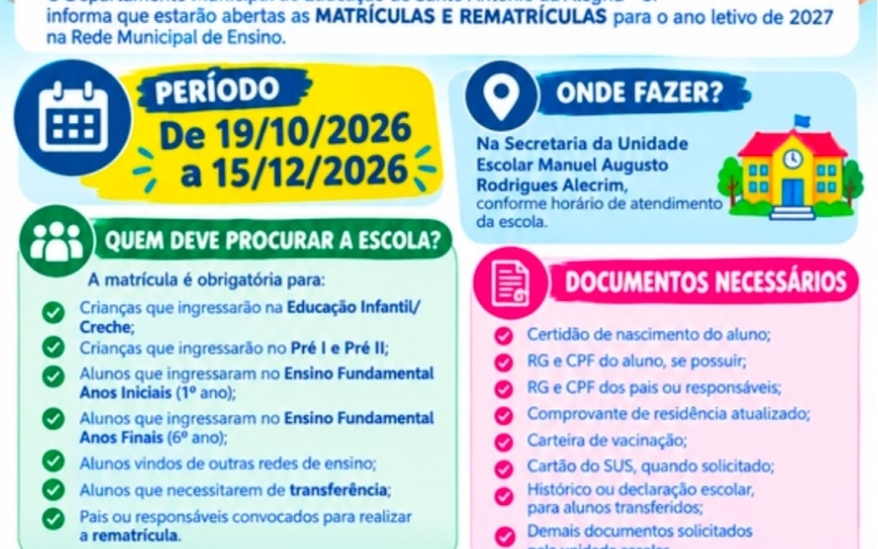 Fique atento a da das Matriculas 